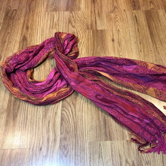 Pink & Orange Patterned Scarf - Picture 1 of 4